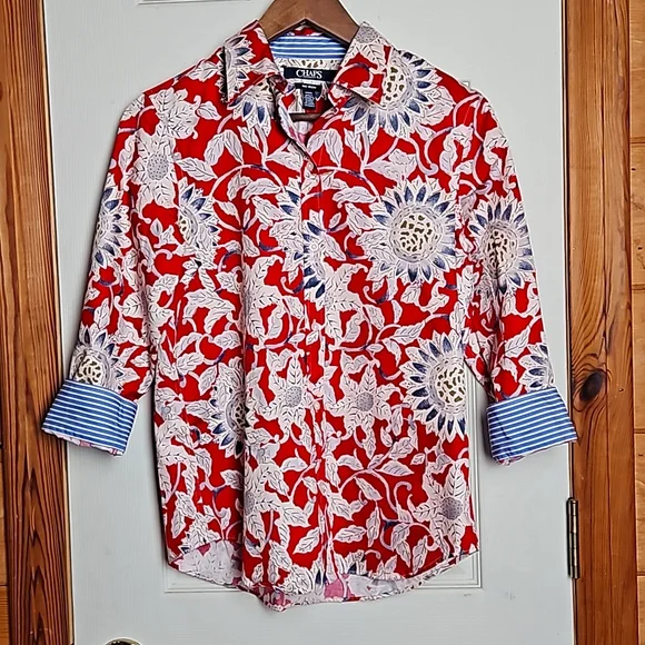 Chaps no iron button down Medium Floral - Picture 5 of 9